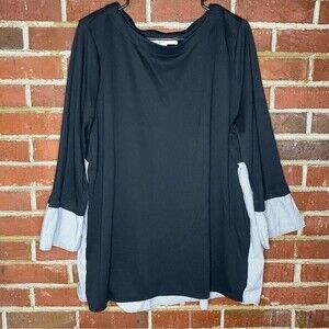 Loft Black & White Long Sleeve Top Size XLM